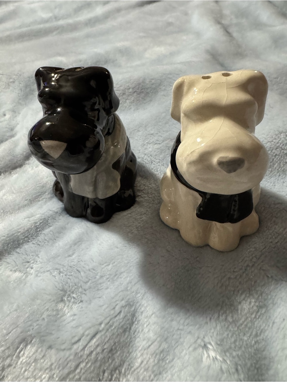 Black & White Ceramic Dog Salt and Pepper Shakers